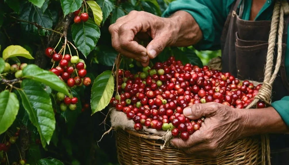 colombian coffee cherry harvest