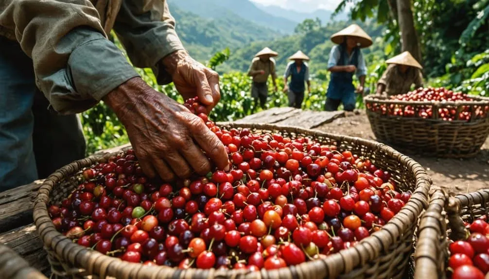 hand picking costa rican coffee