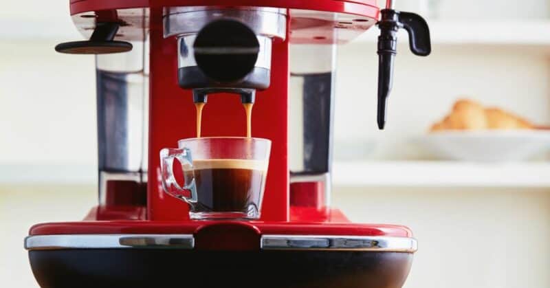 Making a double espresso with an espresso machine