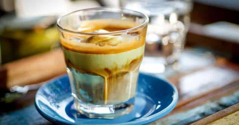 Delicious affogato served in a glass.