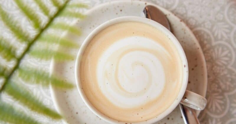 Close up view of a creamy cappuccino.