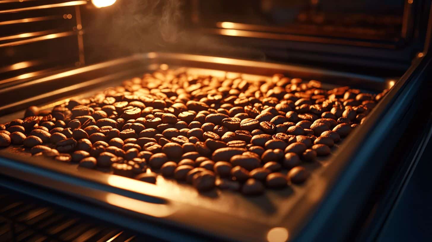 Coffee Beans On A Tray Roasting